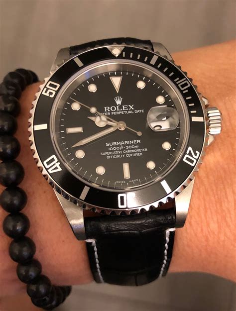 rolex submariner leather|rolex submariner band replacement.